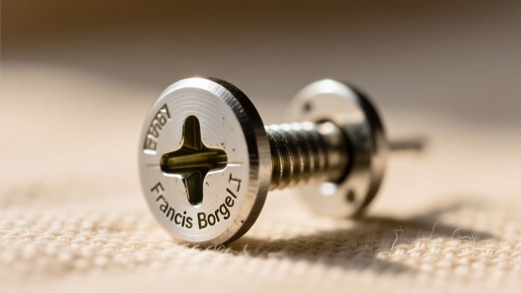 Extreme close-up of the screw-thread mechanism on a vintage Francois Borgel earring post, highlighting precision metalwork