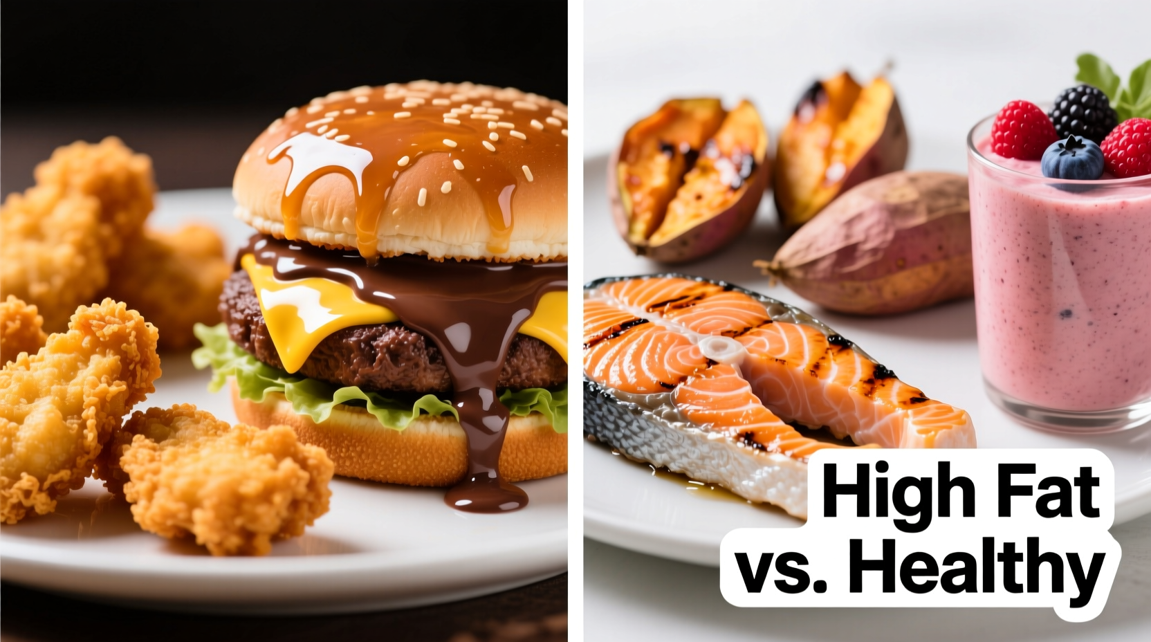 Visual comparison of high saturated fat foods versus healthier alternatives