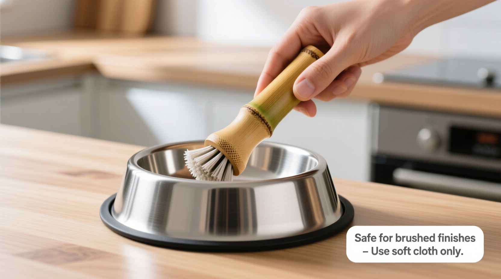 bamboo pet bowl cleaner stainless steel safety
