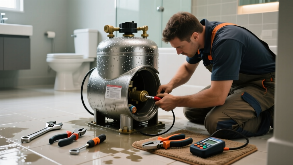 Fixing a Waterlogged Well Pressure Tank in the Bathroom
