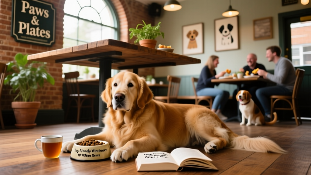 A dog relaxing under the table at a cozy, dog-friendly restaurant in Winchester.