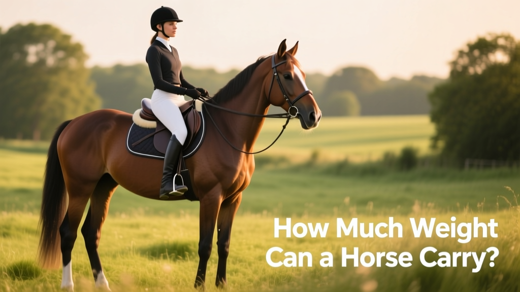 A calm, well-conditioned horse standing quietly with a rider in proper posture and well-fitted saddle