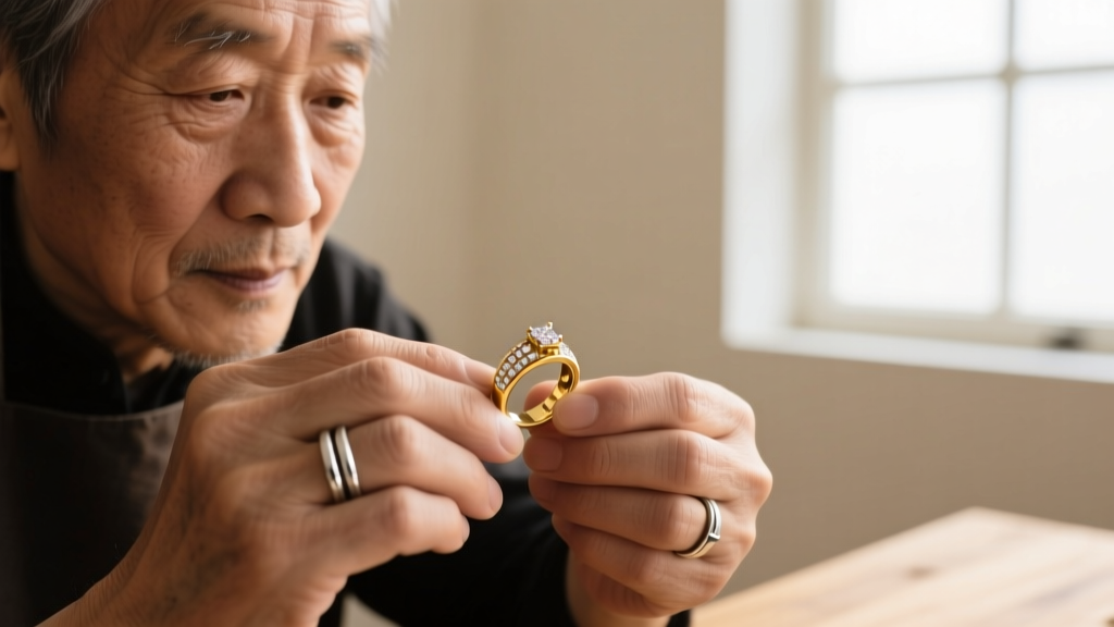 Close-up of a jeweler's hands using flat-nose pliers to open a tiny 20-gauge silver jump ring on a broken cable chain.
