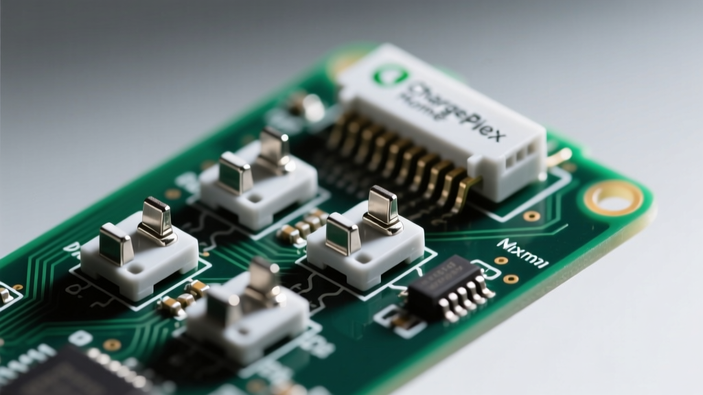 Close up view of the internal DIP switches on the ChargePoint Home Flex circuit board used to adjust maximum amperage output