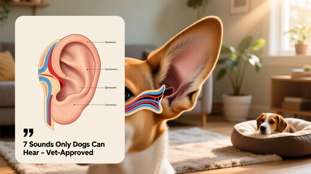 Side-by-side illustration comparing human and dog ear anatomy, highlighting the dog's larger, mobile outer ear and longer ear canal