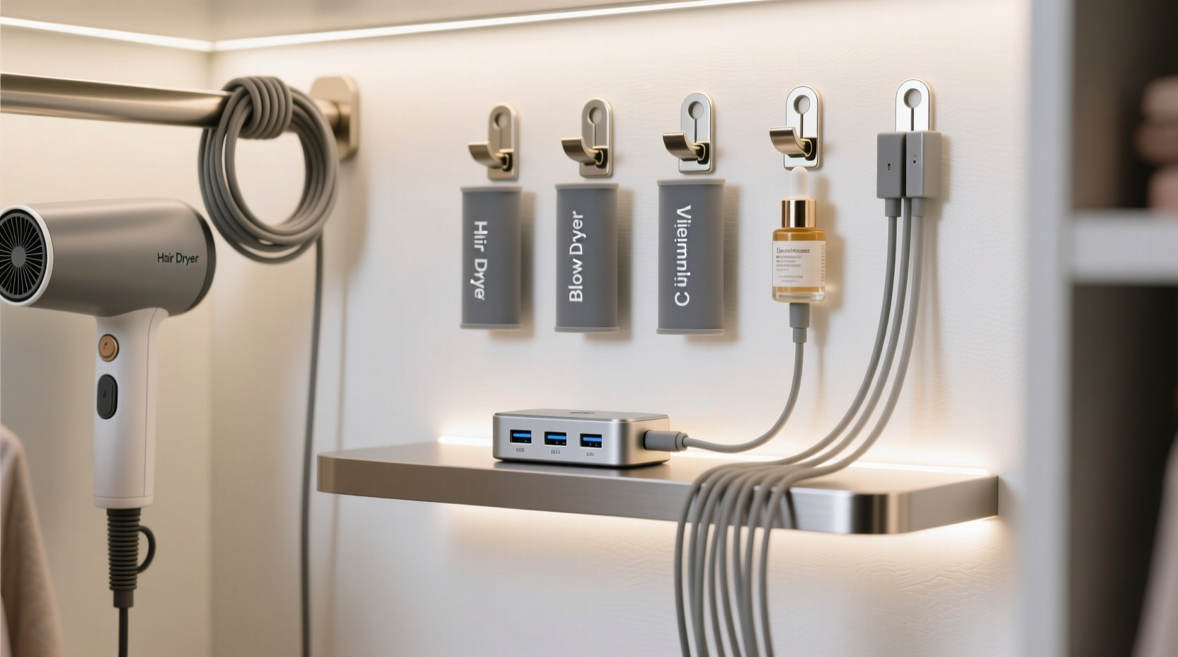 closet organization tips beauty device charging stations