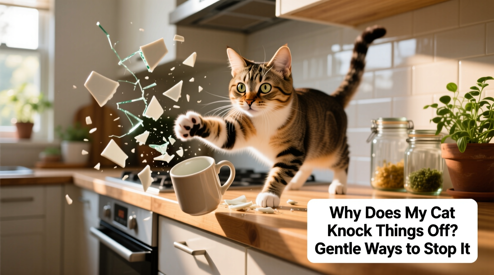 why does my cat knock things off counters and how to stop it gently