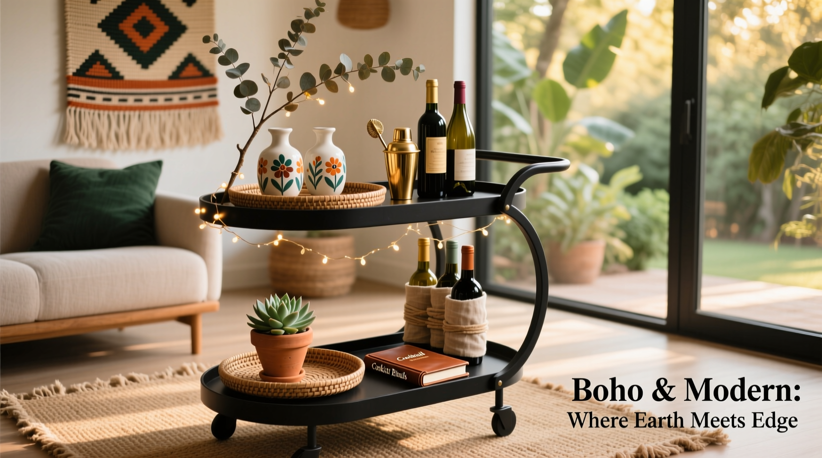 bar cart styling tips that blend with boho and modern decor