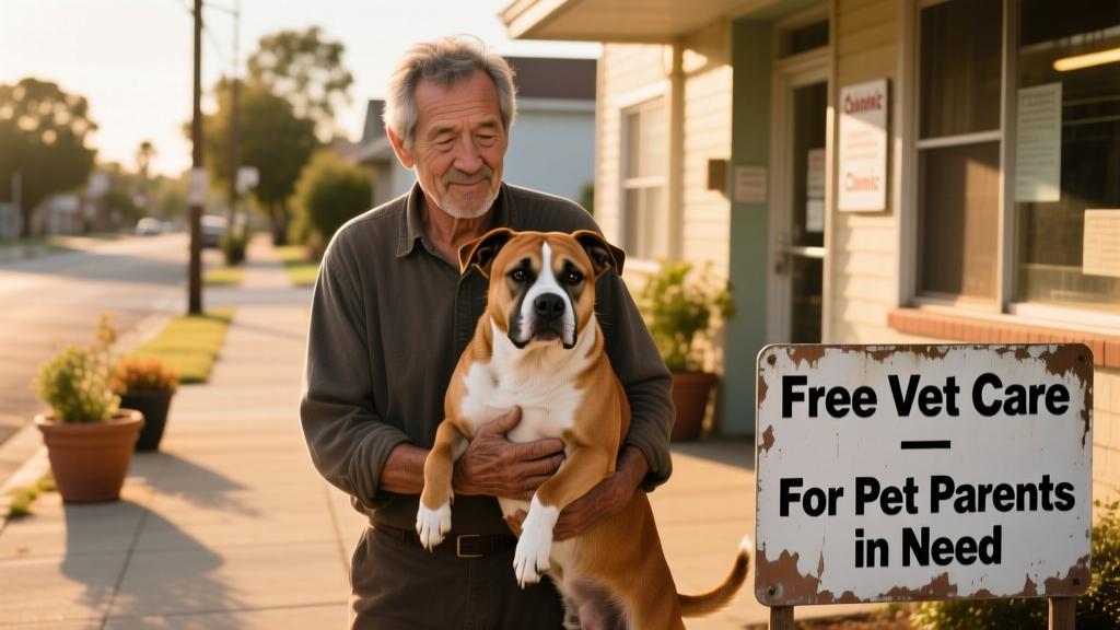 man with his brown and white pit bull