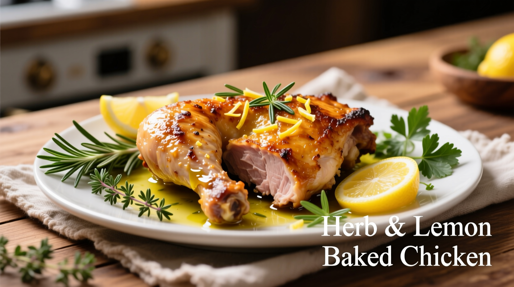 Crispy baked chicken thighs with herbs and lemon