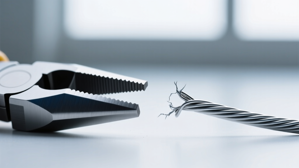 Macro shot comparing the flush cut of a quality tool on 20-gauge Argentium sterling wire versus the pinched cut of a cheap cutter
