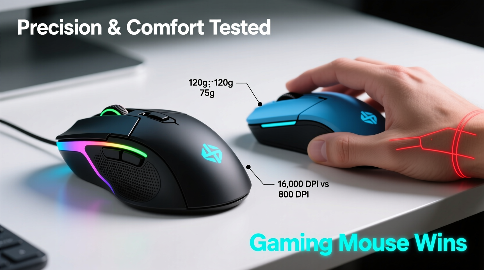 gaming mouse vs regular mouse for precision and hand fatigue reduction