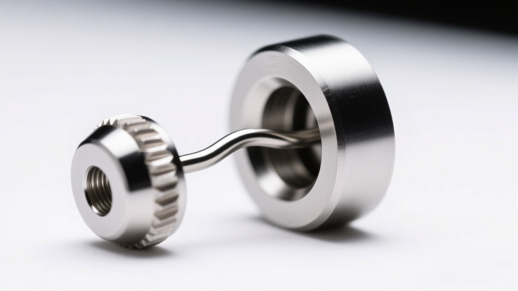 Detailed diagram showing a titanium threadless earring post and bent pin inserting into a hollow backing, bright white background