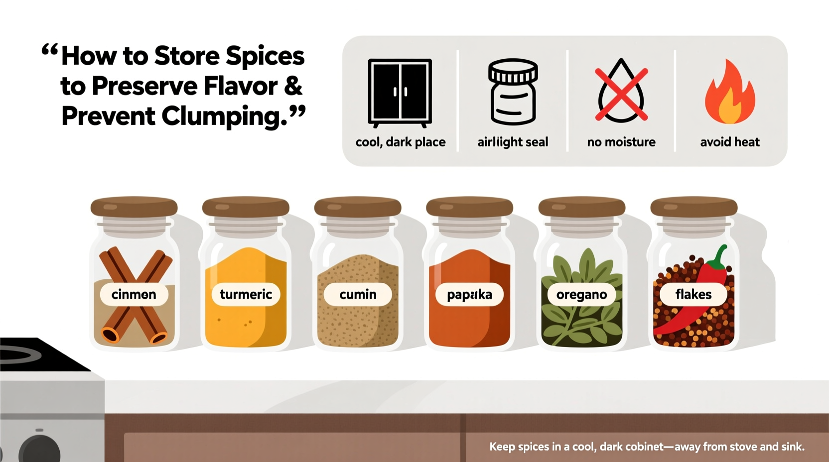 how to store spices to preserve flavor and prevent clumping