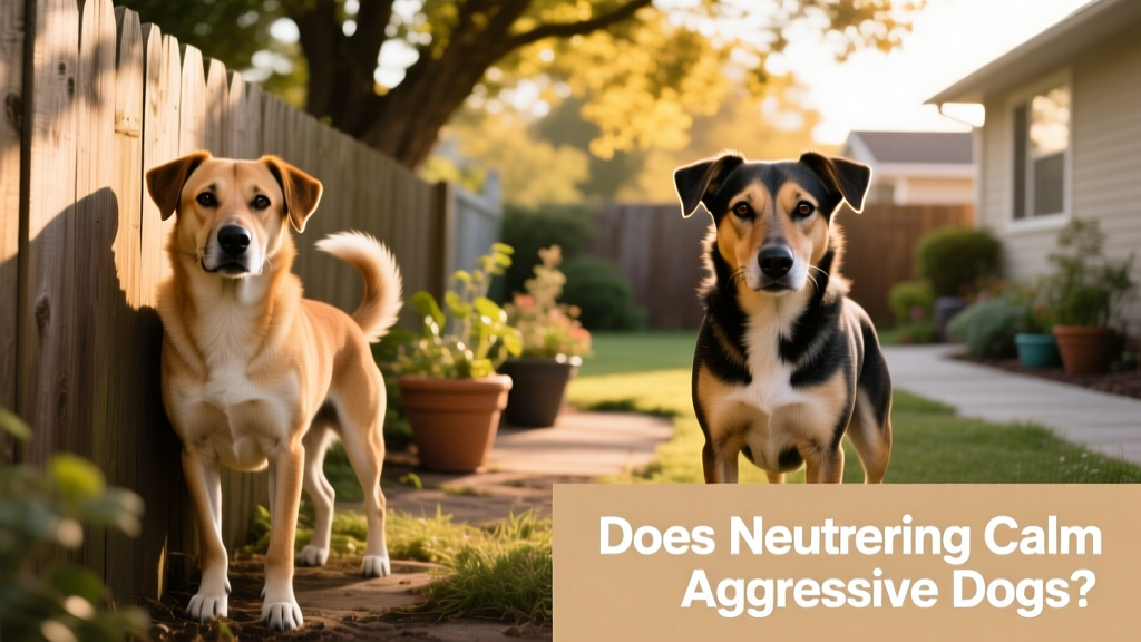 Side-by-side comparison showing a relaxed, well-socialized male dog beside a tense, reactive one—illustrating how temperament and environment influence behavior more than hormones alone