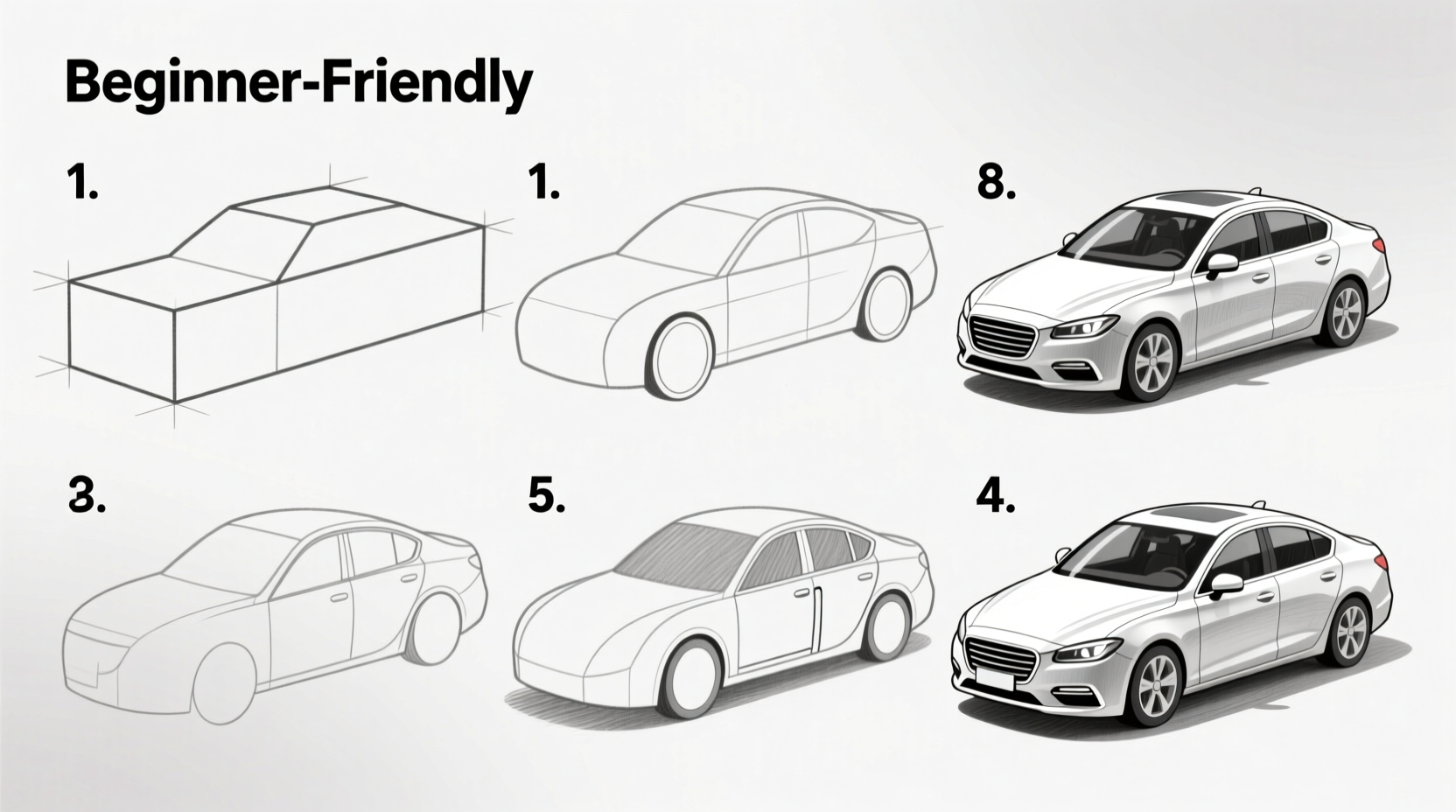 How to Draw a Car Step by Step Easy for Beginners, image size:1664x928