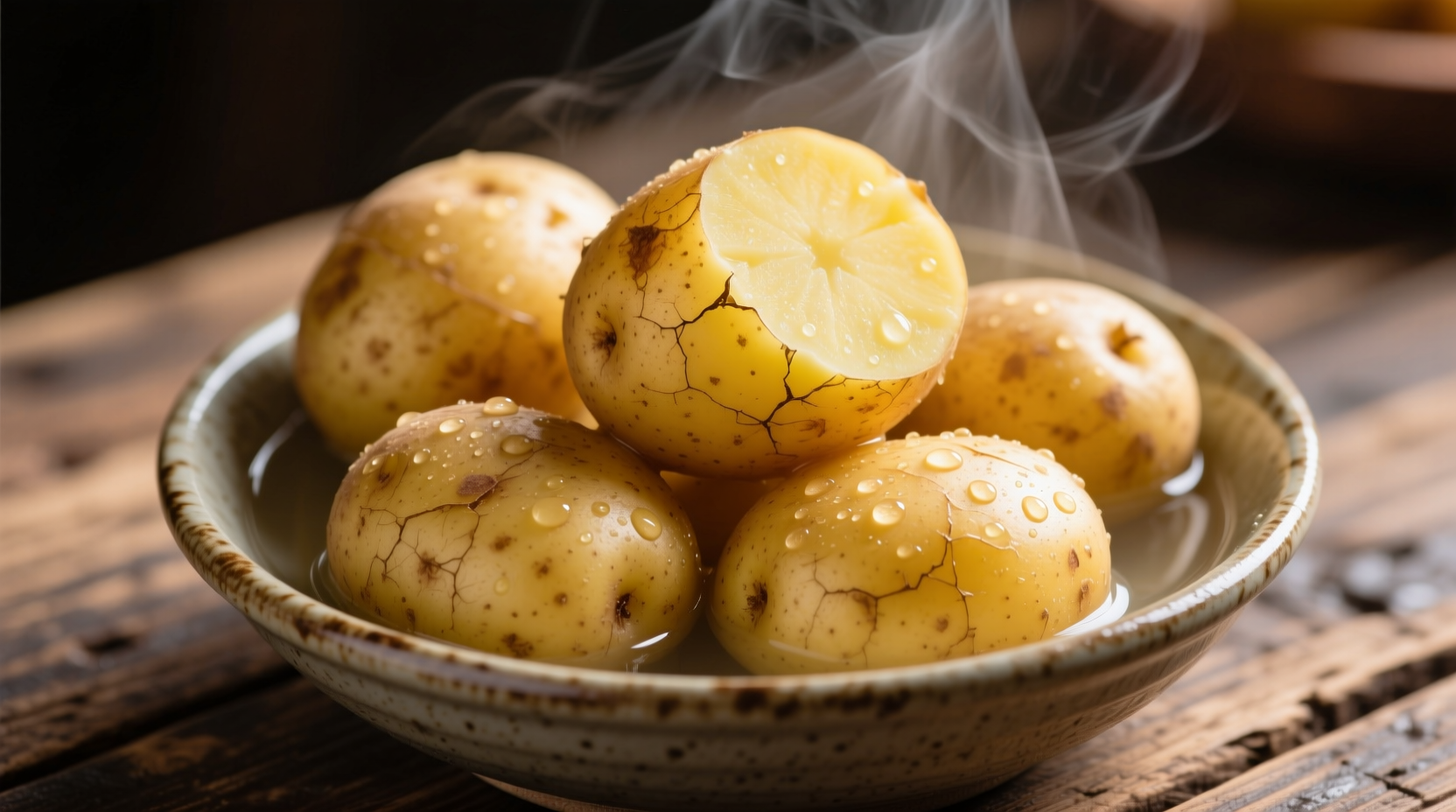 Boiled Yukon Gold potatoes with skin