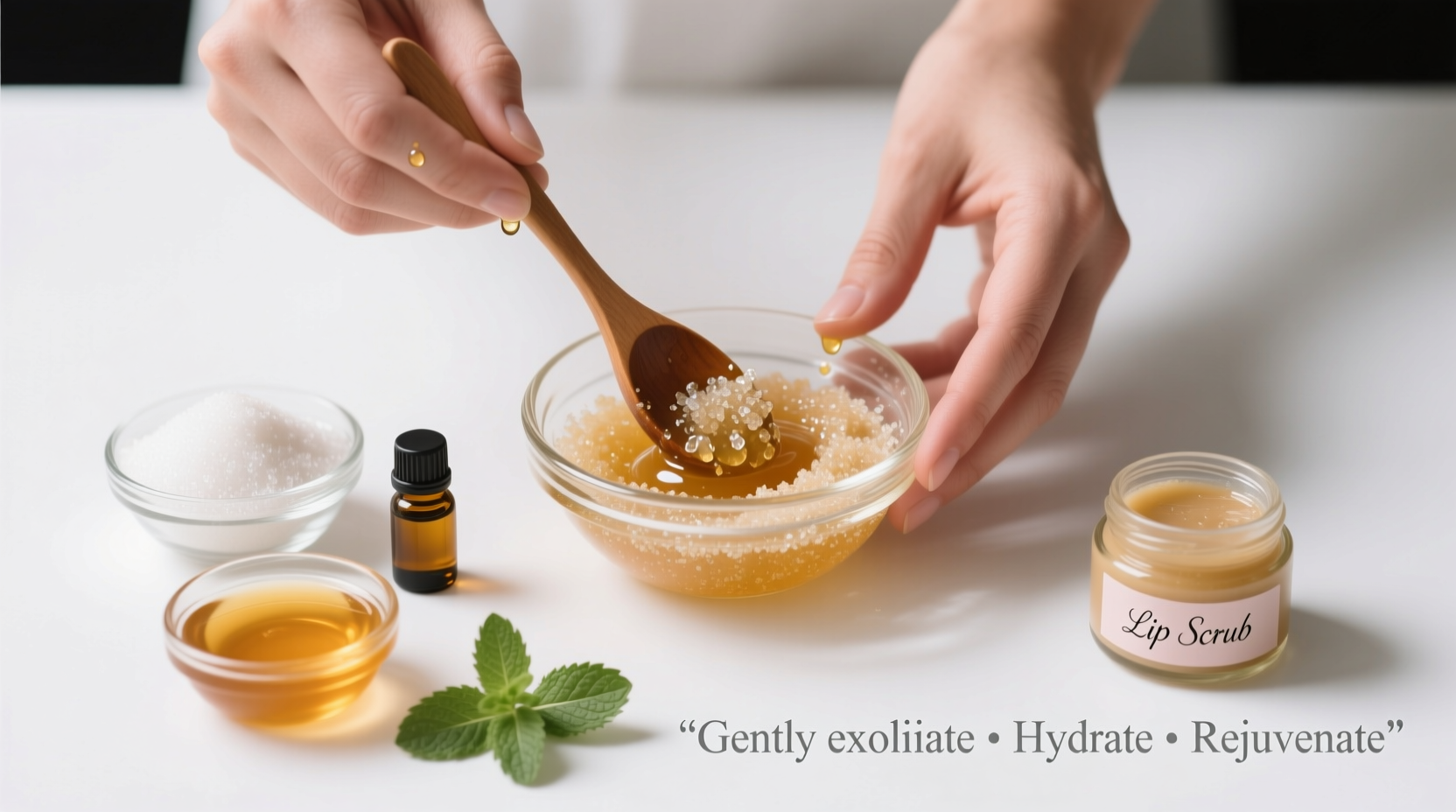 Step-by-step lip scrub preparation process