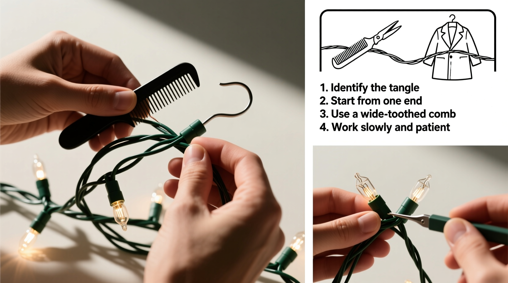 how to fix tangled christmas light strands without cutting or replacing