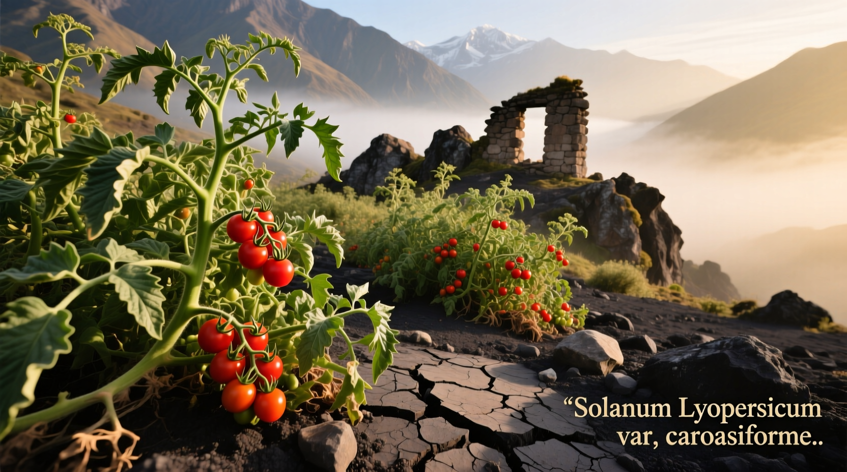 Wild tomato plants growing in Andean mountain region