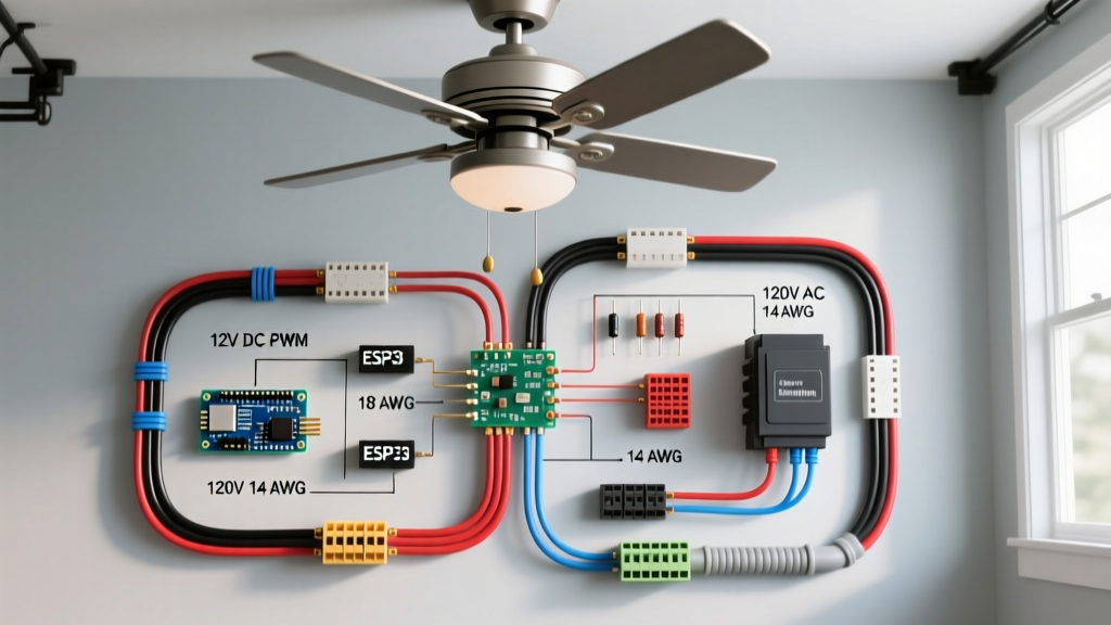 RV Wiring Diagram for a 3 Speed Ceiling Fan: 12V DC & 120V AC