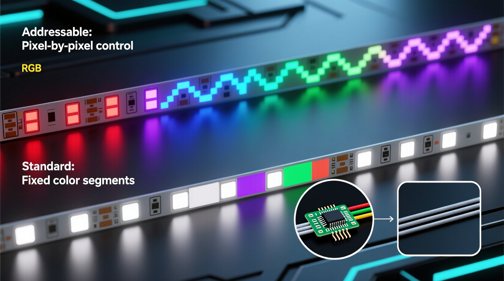 rgb addressable vs standard led strips for custom light shows