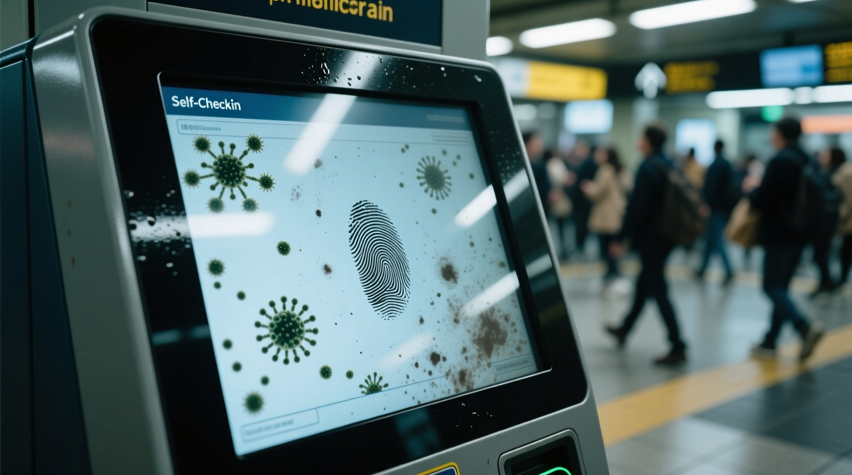 the self check in screen is the most germ infested part