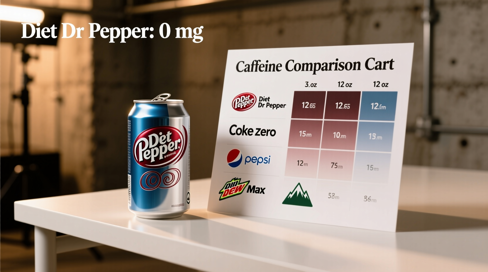 Diet Dr Pepper can next to caffeine comparison chart