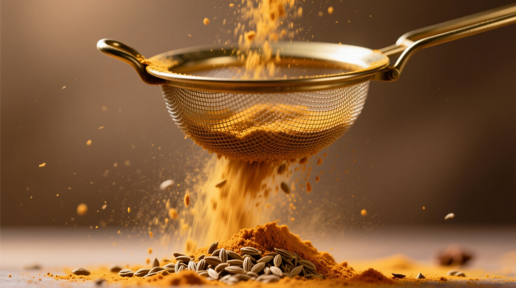 sift freshly ground spices for better smoother texture