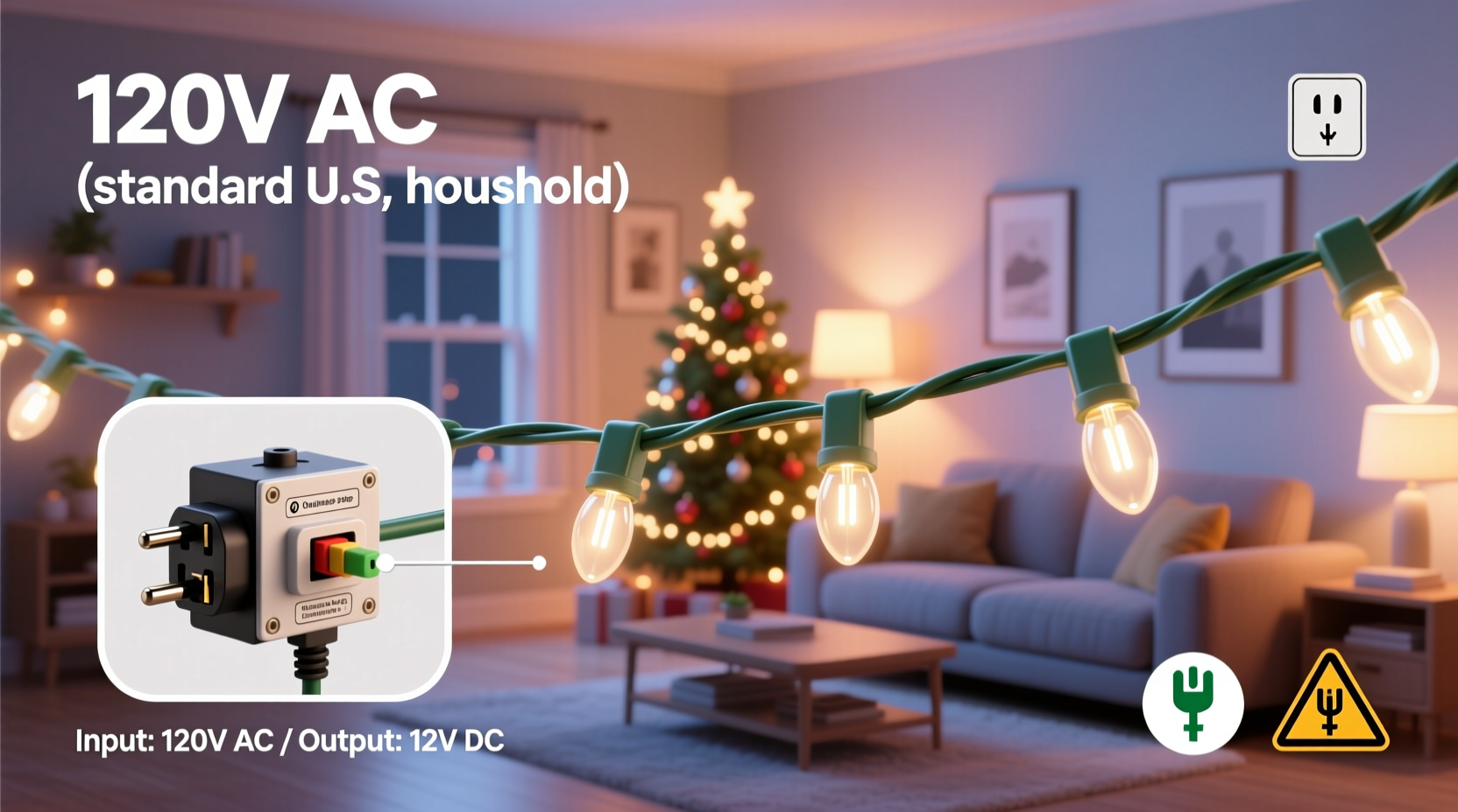 what voltage do most christmas lights use and is it safe at home