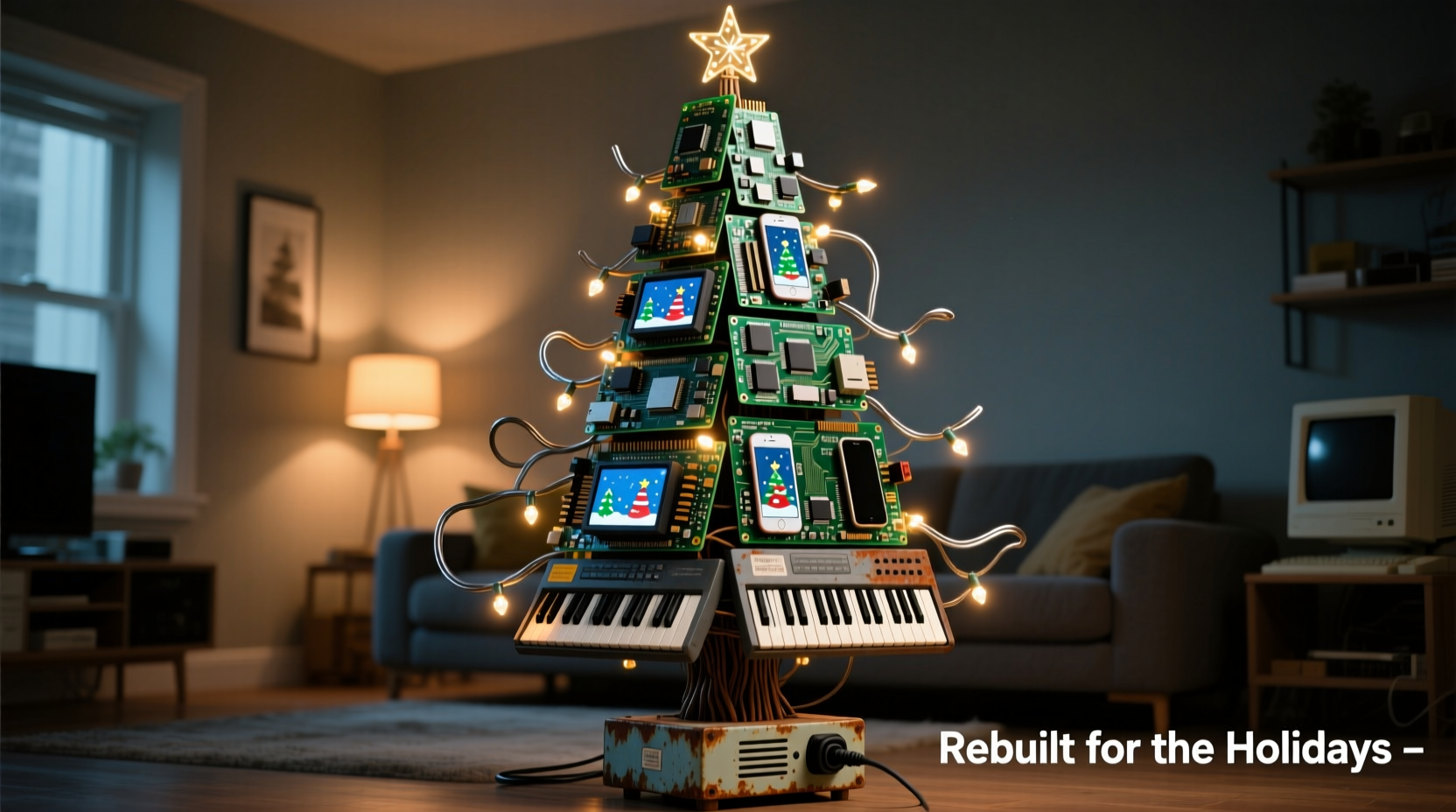 how to make a christmas tree from recycled tech parts creatively