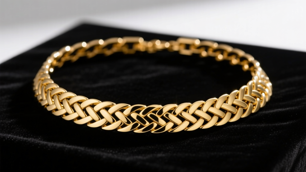 14-inch gold herringbone choker on dark velvet, sharp studio lighting, minimalist jewelry editorial photo showing chain texture.
