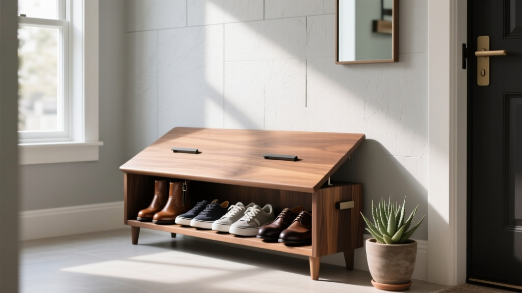 Tipping Shoe Bench: Smart Entryway Storage Solution