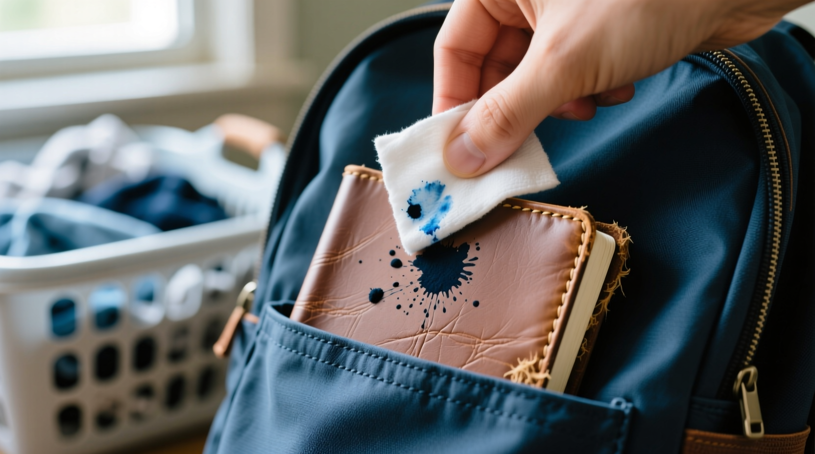 ink removal from notebook covers before laundry