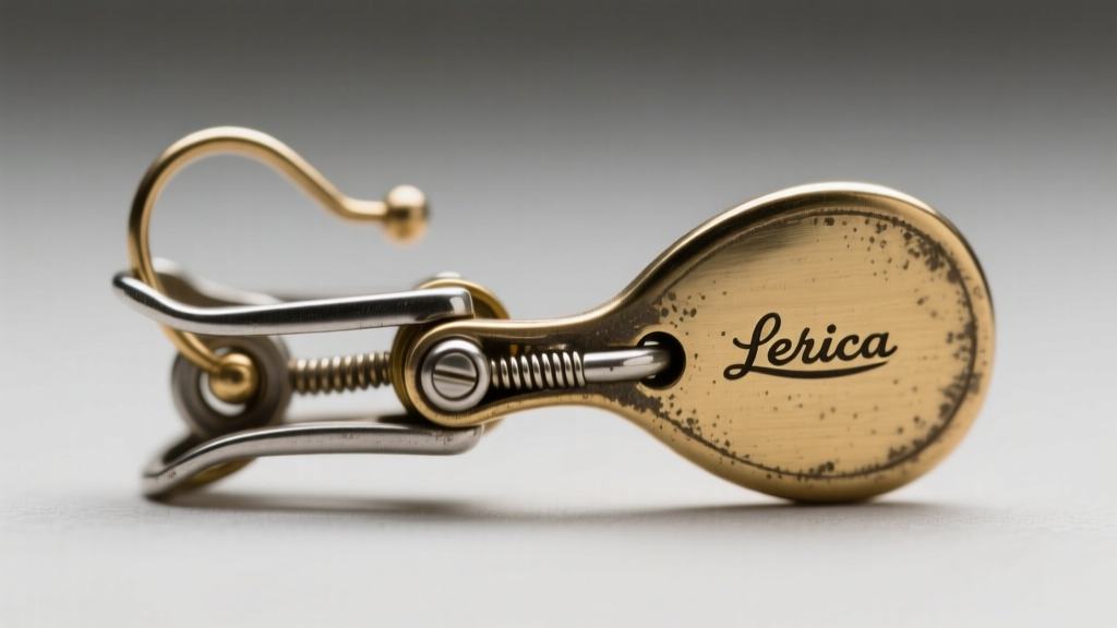 Extreme macro shot of a vintage 1950s paddle clip earring mechanism showing the hinged spring tension and metal maker s mark.