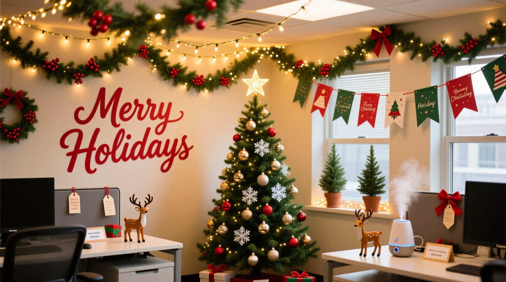 how to decorate christmas in office