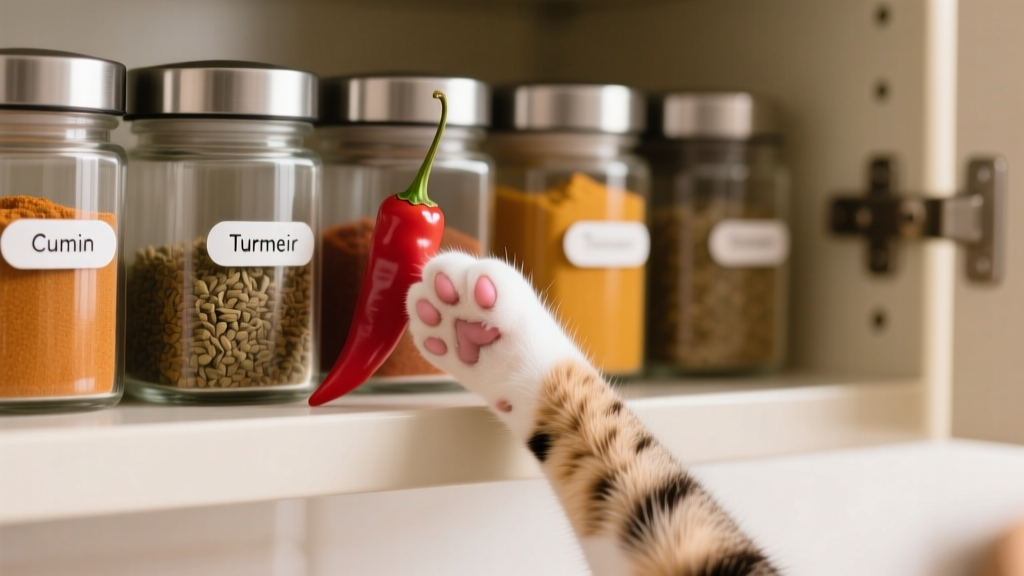 Cat Paw Reaching Into the Spice Rack: Curiosity