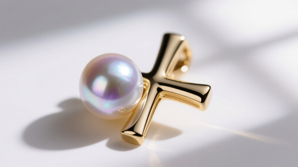 Macro photography showing the thick, mirror-like nacre luster of a high-grade Hanadama Akoya pearl set in a 14k gold cross bail.