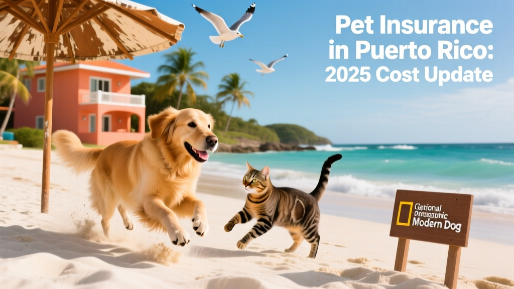 A happy dog and cat playing together on a sunny beach in Puerto Rico