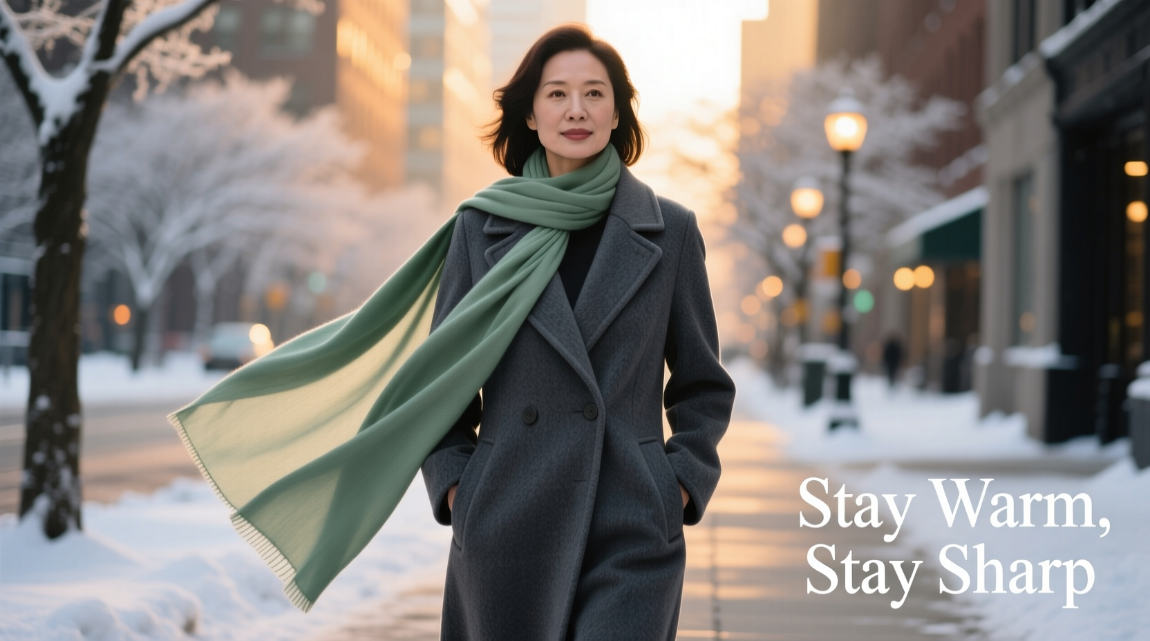 how to style a scarf with a coat for winter without looking bulky