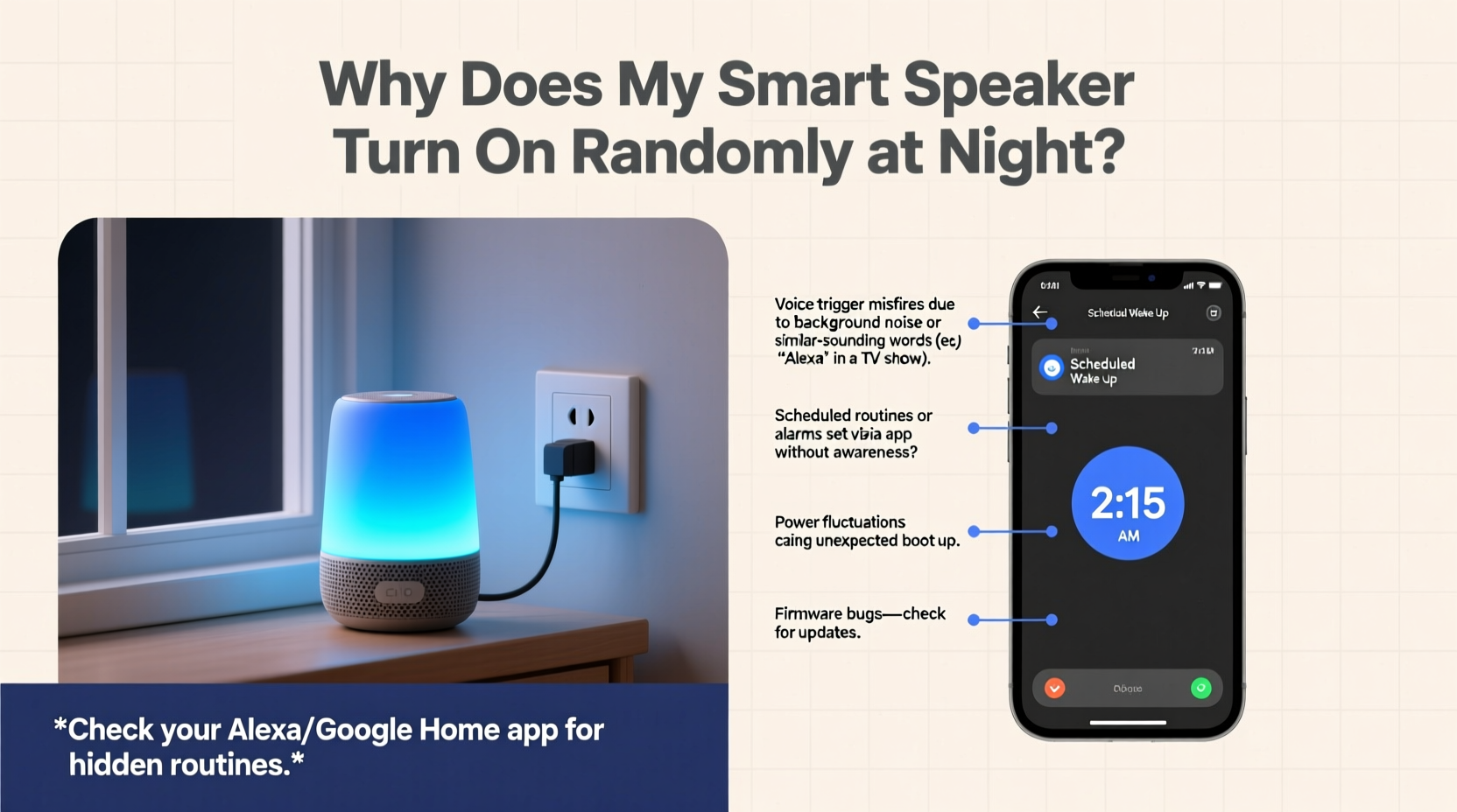 why does my smart speaker turn on randomly at night