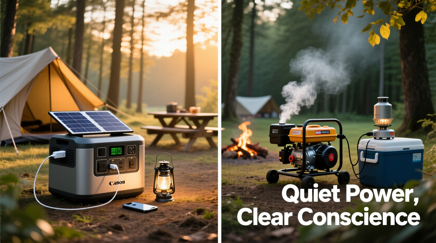 portable power station vs generator which powers camping trips quieter
