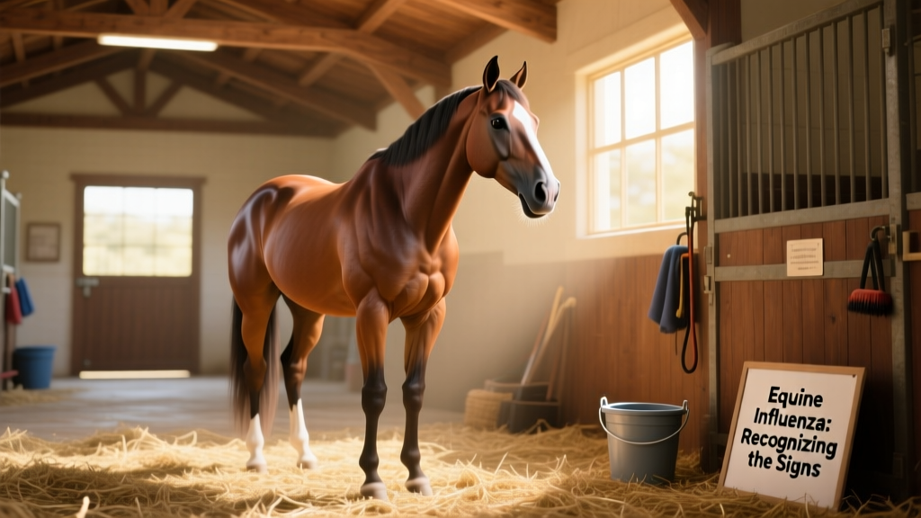 A healthy horse breathing comfortably in a well-ventilated stable