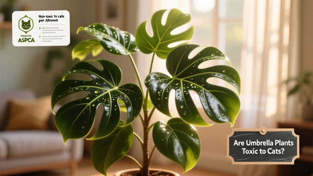 Close-up of an umbrella plant (Schefflera) with glossy, palmate leaves