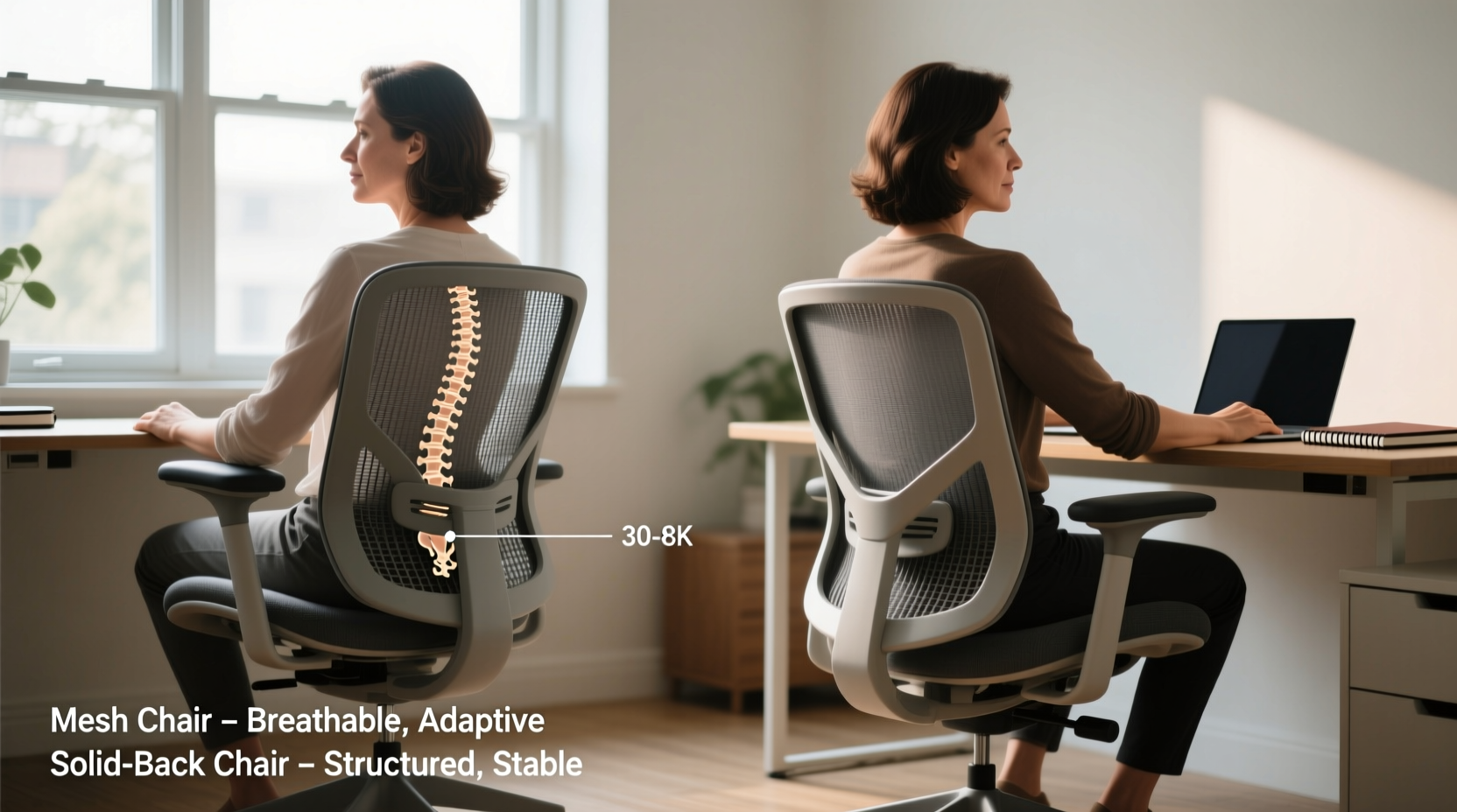 mesh office chairs vs solid back which supports posture better during long hours
