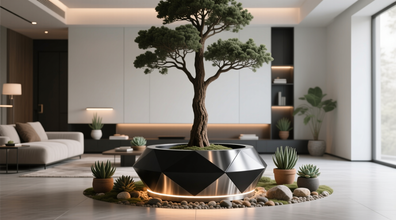 how to hide the base of an artificial tree without bulky skirts