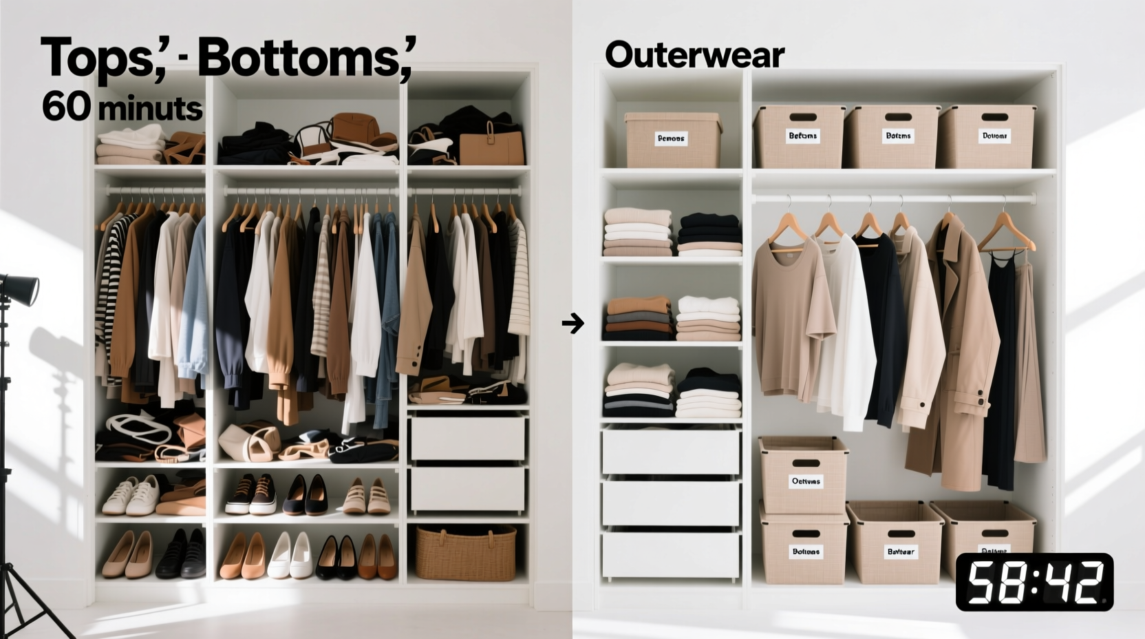 how to organize a cluttered closet in under an hour using the capsule method