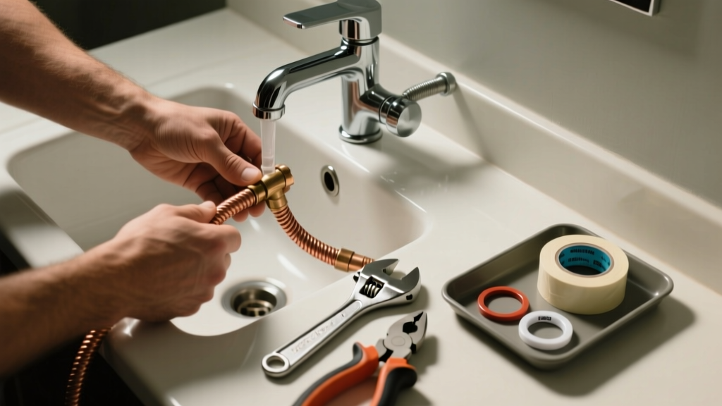 Fixing a Leaking Braided Supply Line in the Bathroom