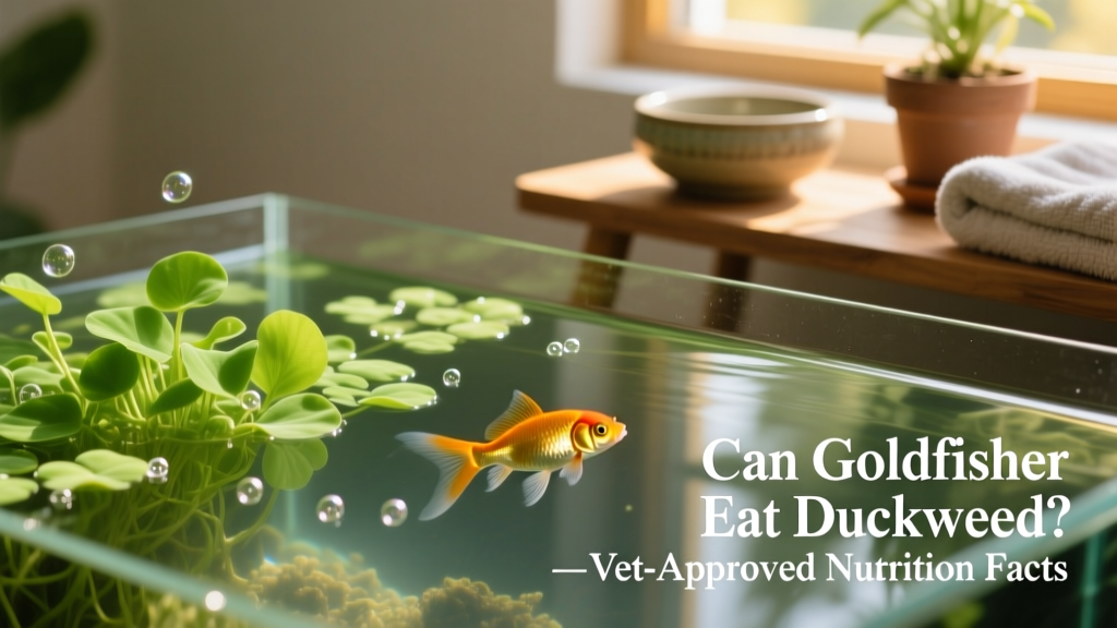 Close-up of vibrant green duckweed floating on calm aquarium water