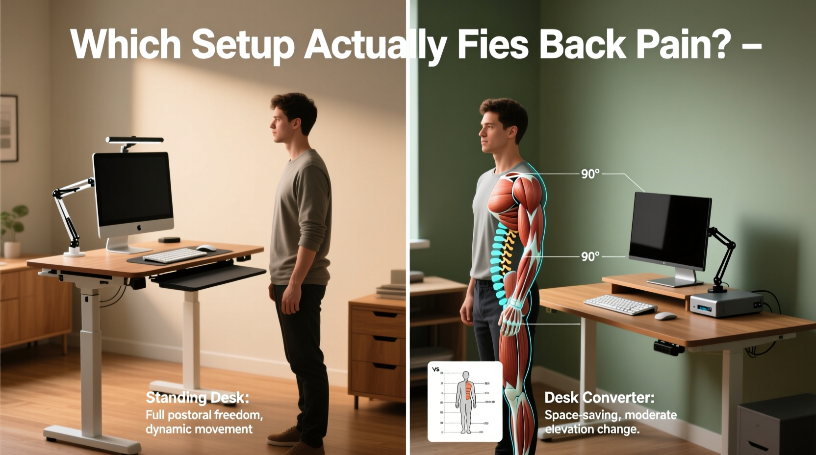 standing desk vs desk converter which ergonomic setup actually fixes back pain